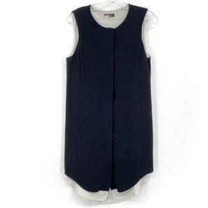 Rag & Bone Long tail Shirt Dress XS Black Sleeveless Button Down Silk Layer